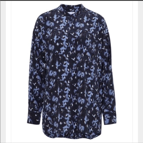 EQUIPMENT 100% SILK BLUE PRINT LONG SLEEVE REESE BLOUSE - Picture 2 of 5